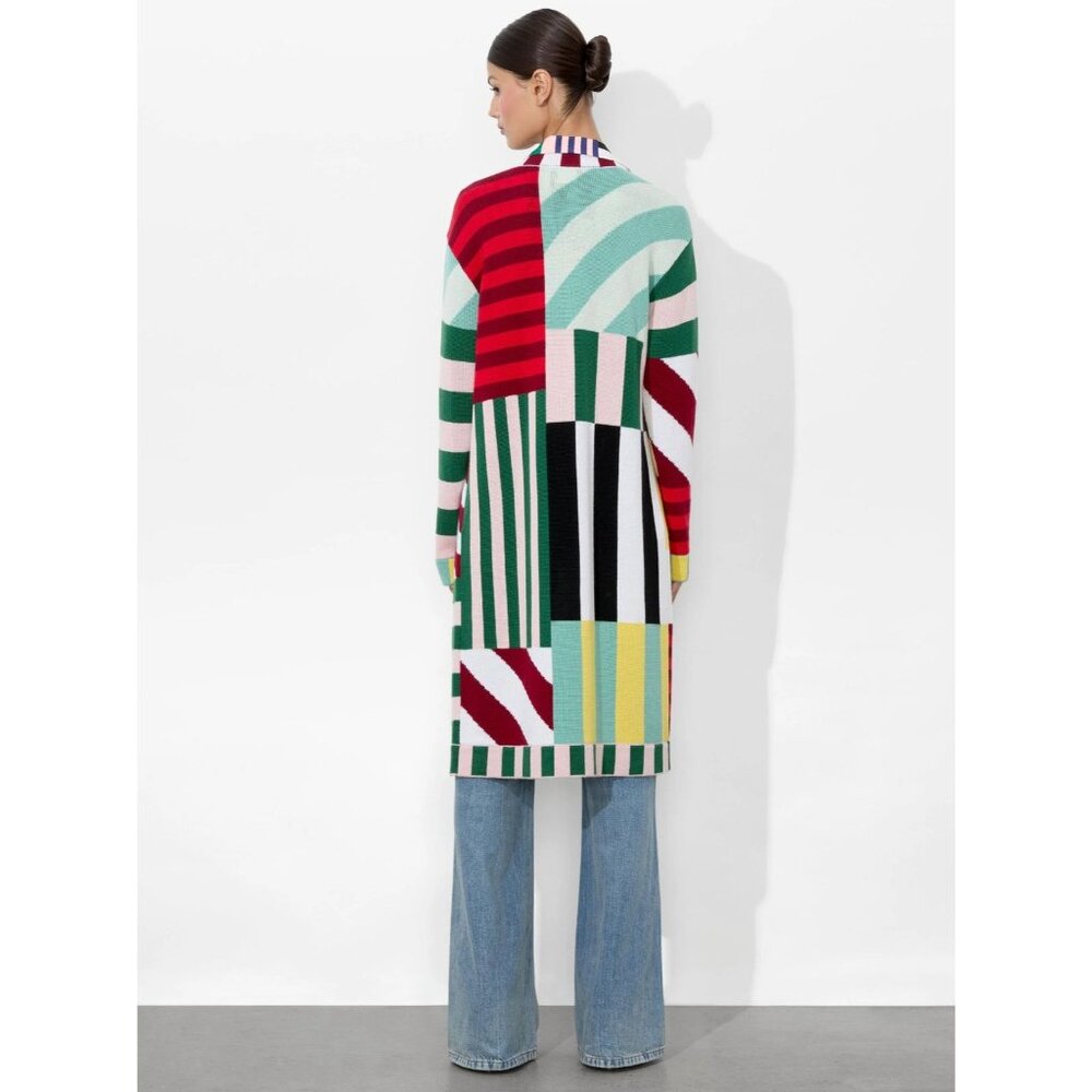 Alice + Olivia Bradford Sorbet Stripe Wool Maxi Cardigan Small - Picture 3 of 12